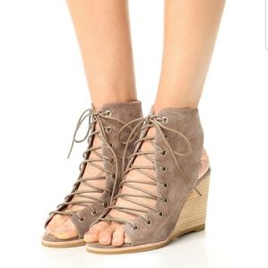 Jeffrey Campbell Taupe Coralyn Suede Wedge Sandals